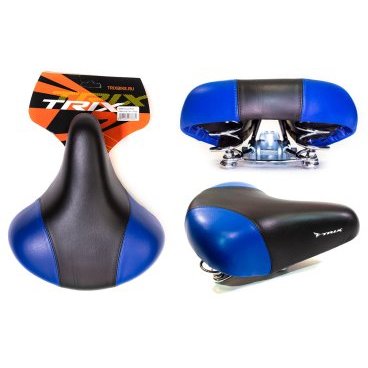 Седло велосипедное TRIX, комфорт, 245x210 мм, пружинное, черно-синее, SDTX45210S0BL 12189