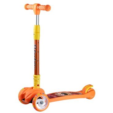 Фото Самокат Farfello Maxi-897, детский, трёхколёсный, нагрузка до 50 кг, светящиеся колёса, orange/оранжевый