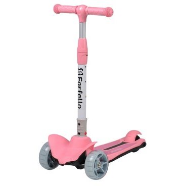 Самокат Farfello WX-M, детский, трёхколёсный, складной, светящиеся колёса, pink/розовый