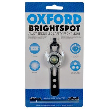 Фонарь велосипедный OXFORD BrightSpot LED Light Silver Front, 5 лм, передний, серебристый, LD712S