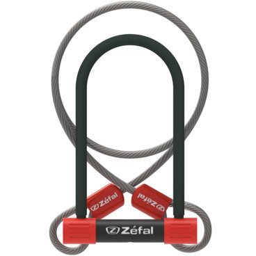 Фото Замок велосипедный ZEFAL K-TRAZ U13 Cable, U-образный, на ключ, с тросом, черный, 4944B