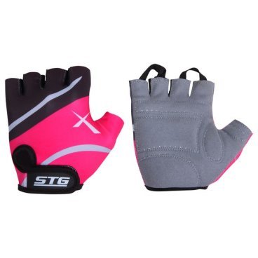 Перчатки велосипедные STG 809, с защитной прокладкой, черный/розовый, Х61872-Л