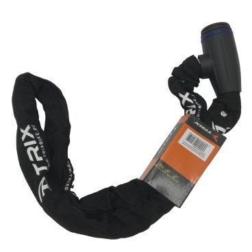 Фото Велосипедный замок TRIX, цепь, на ключ, тканевая-оболочка, 6×1200 мм, черный, GK105.308