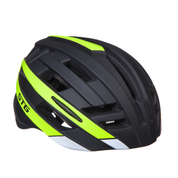 Фото Шлем велосипедный STG HB3-8-C, черный/зеленый, с встроенным фонарем (inmold), Х103257