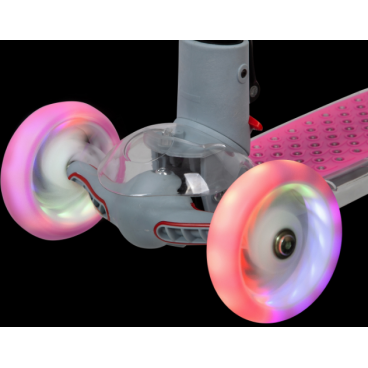 Самокат-кикборд Novatrack Rainbow Pro Transparent, 120/80 мм, розовый, 120PROT.RAINBOW.PN20, 2020
