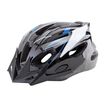Шлем велосипедный Stels MB11, подростковый, out mold, с козырьком, чёрно-бело-синий, 600136