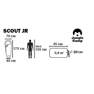 Спальный мешок Jungle Camp Scout JR, зеленый, 70940