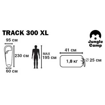Спальный мешок Jungle Camp Track 300 XL, серый/красный, 70926