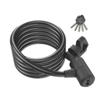 Фото Замок велосипедный Syncros Masset Coil Cable Key lock, 12x1850mm, black, ES280303-0001