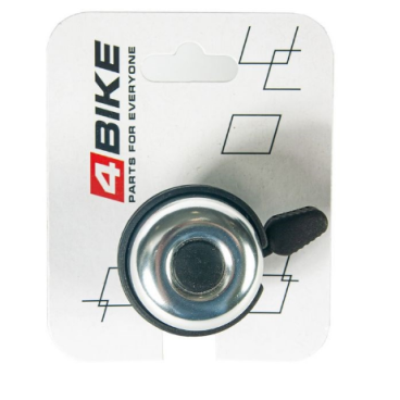 Фото Велозвонок 4BIKE BB3207-Sil, алюминий, пластик, D-40 мм, серебристый, ARV100029