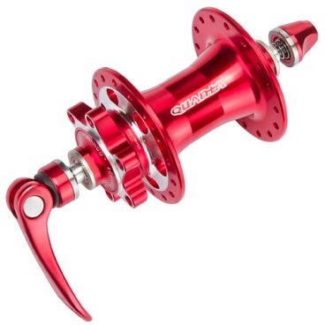 Фото Втулка велосипедная Quanta KT-SR6F, передняя, 100xQR, под диск 6 болтов, 32Н, красный, 130196