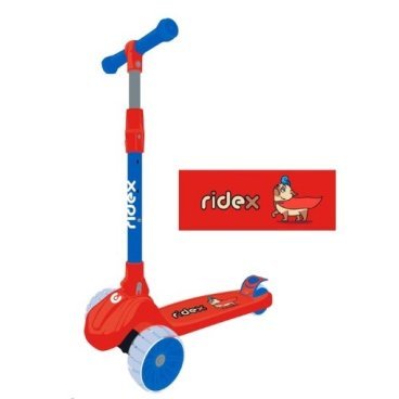 Фото Самокат трёхколесный RIDEX Juicy R, детский, складной, колёса 120/80 мм, красный/синий