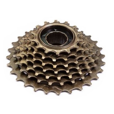 Фото Трещотка велосипедная TRIX, 7 скоростей, зубья 14-28T, сталь, коричневая, FW-7-BR