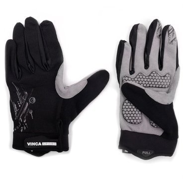 Фото Велоперчатки Vinca Sport, с длинными пальцами, черные с серым, VG 901FF black