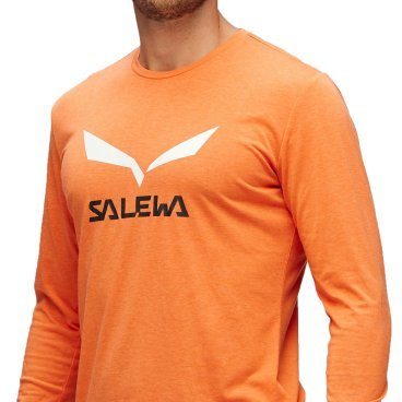 Футболка Salewa Solidlogo Dry Men's L/S Tee Red Orange Melange, с длинным рукавом, мужская, 00-0000027340_4156