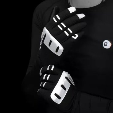 Велоперчатки ROCKBROS Reflective, кожаные со светоотражателями, черный-белый, RB_S253-M