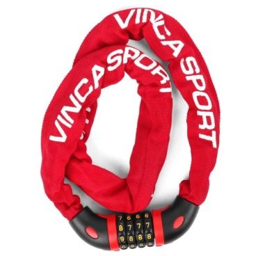 Фото Замок велосипедный Vinca Sport кодовый- цепь 6*1000мм, красная оплетка, инд.уп.,VS 769 red