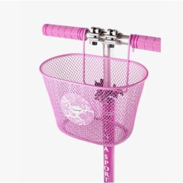 Корзинка Vinca Sport на самокат или детский велосипед стальная, 240x150x150мм, розовая, P 09 pink Flowers